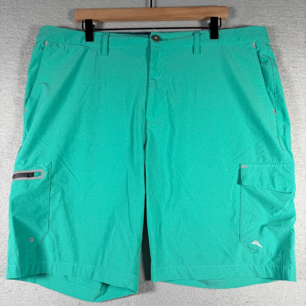 Tommy Bahama IslandZone Mens 40 Teal Green Performance Cargo Shorts Stretch 10in